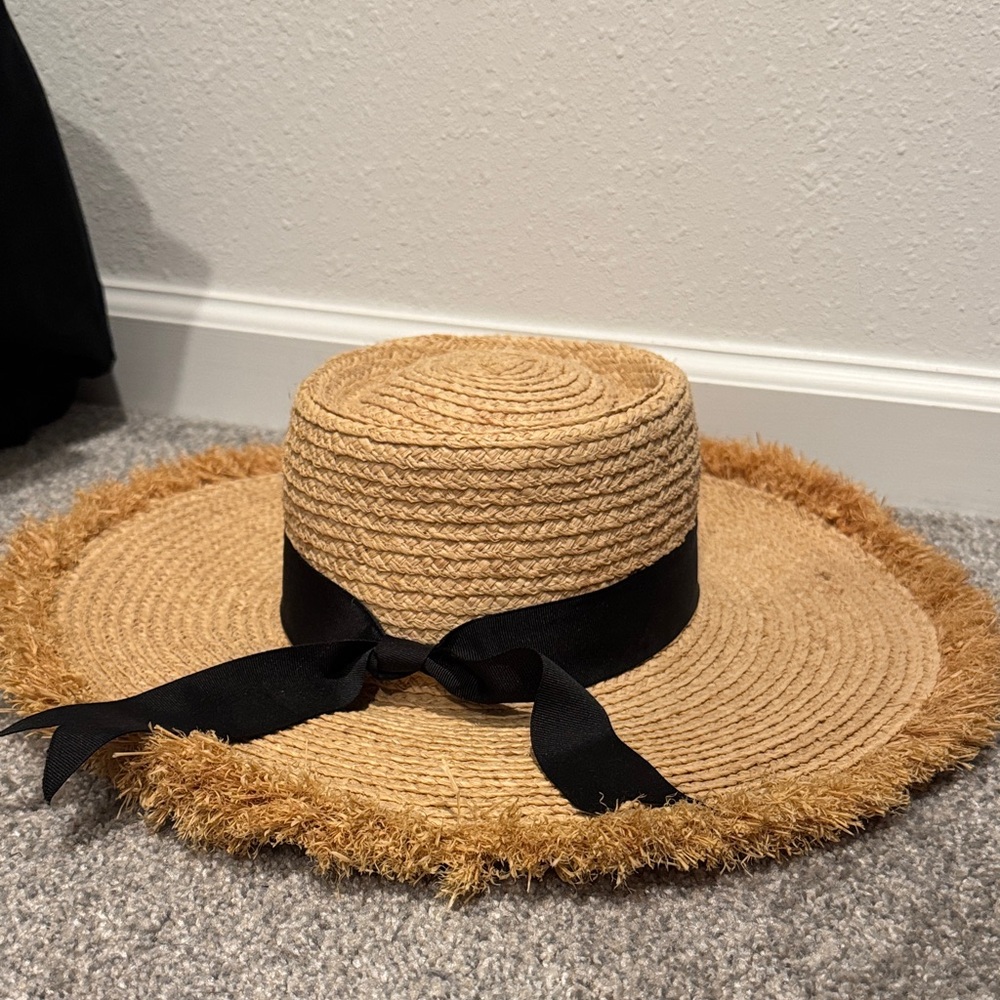 Lack of Color Stylish Tan Straw Hat with Black Ribbon